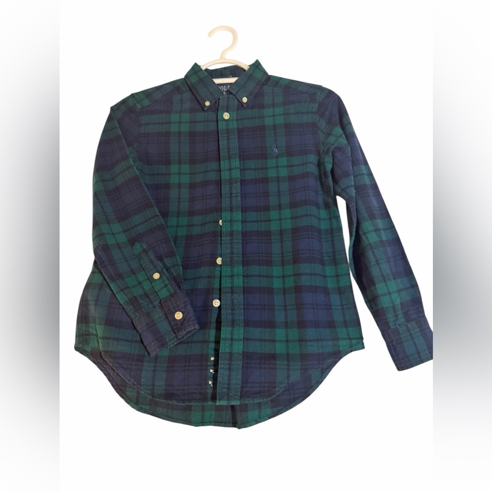 Boys Green and Blue Plaid Shirt